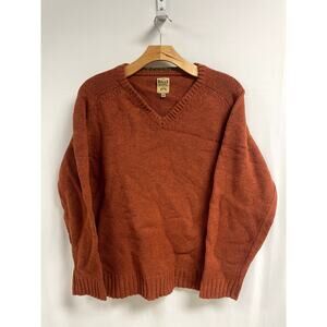 BILLS KHAKIS Shetland 100% Wool V-Neck Sweater USA Raglan Rust Orange Men's XXL